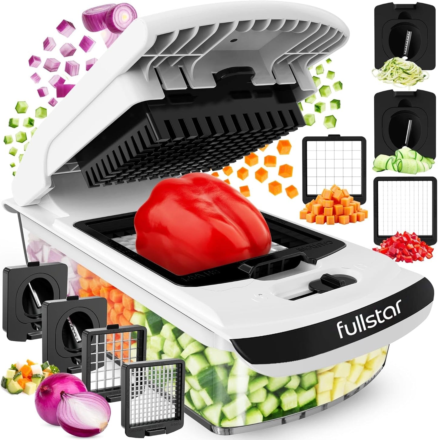 Pro Chopper  Vegetable Chopper and Spiralizer Food Chopper with Container Fruit Slicer