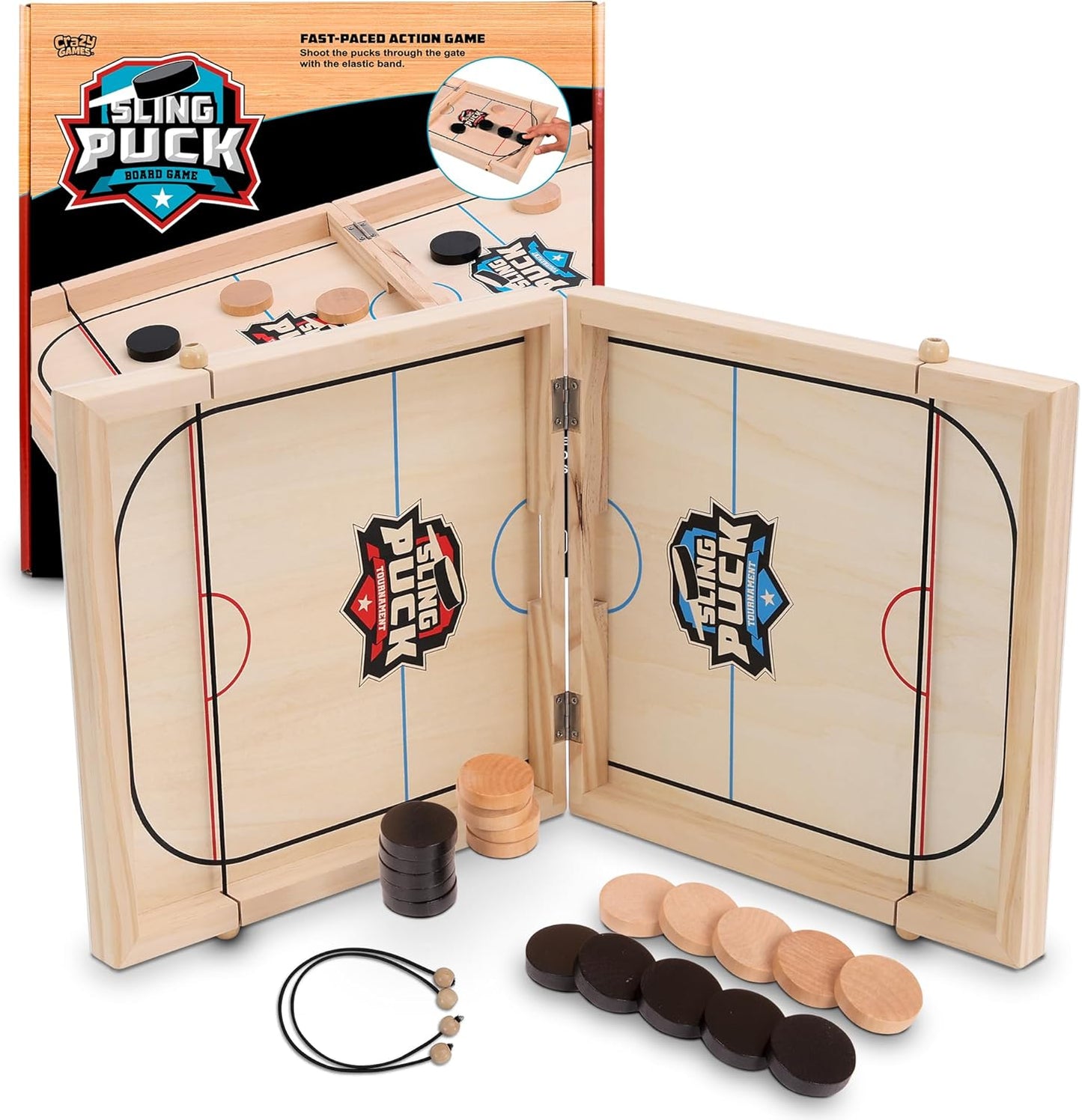 Super Winner Slingshot Puck Board Game Sling It Shot 2 Player Hockey Table for Kids Teen and Adults