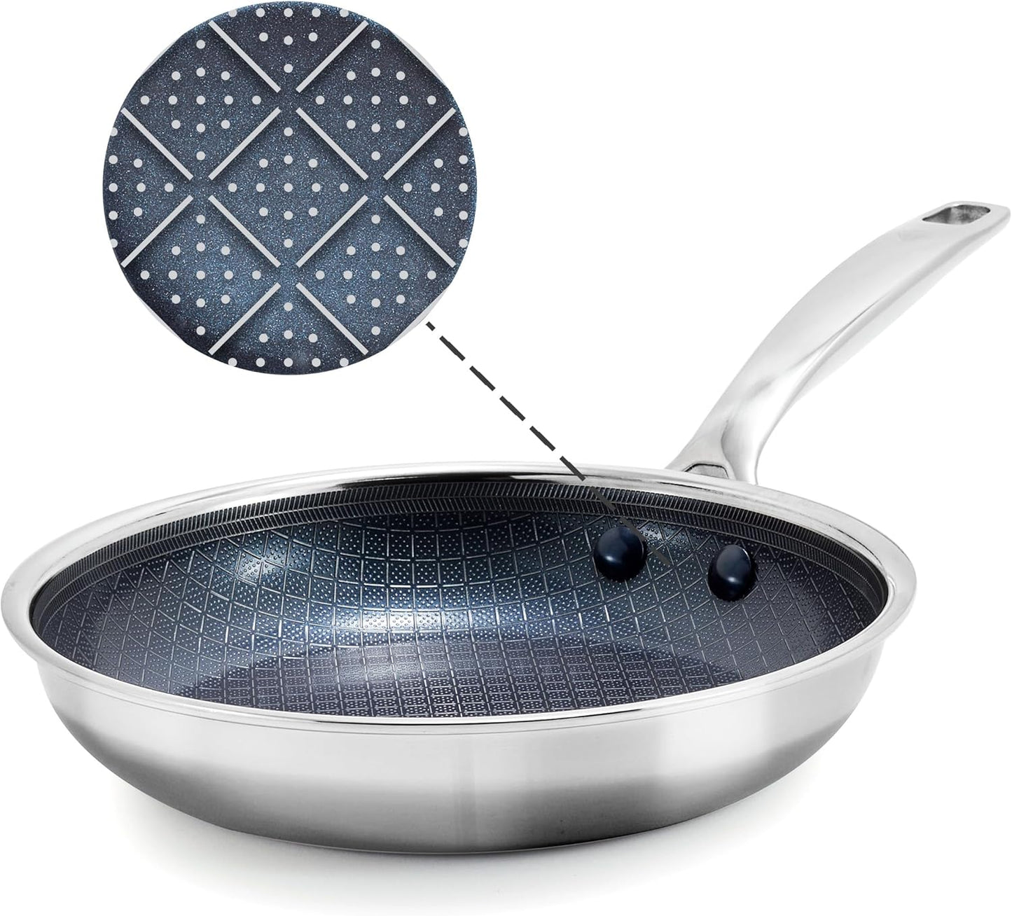 Nonstick Stainless Steel 10” Frying Pan PFAS-Free Ceramic Diamond Surface Skillet Diamond Bond Powerful Searing Dishwasher Safe