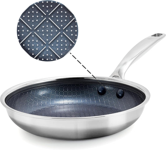 Nonstick Stainless Steel 10” Frying Pan PFAS-Free Ceramic Diamond Surface Skillet Diamond Bond Powerful Searing Dishwasher Safe