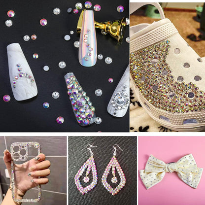 1440pcs Flat Back Crystal Rhinestones Round Gems for Nail Art and Craft Glue Fix