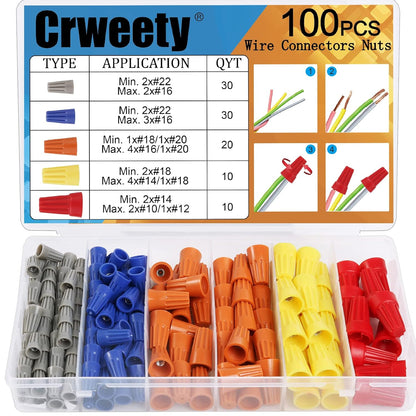 100PCS Wire Connectors Nuts Electric Wire Caps Insulating Insert Twist Electrical Wire Connectors