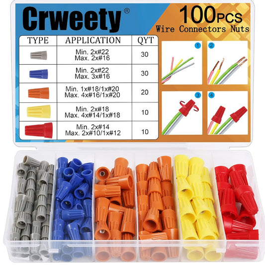 100PCS Wire Connectors Nuts Electric Wire Caps Insulating Insert Twist Electrical Wire Connectors