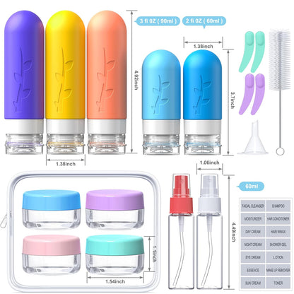 Travel Bottles for Toiletries TSA Approved Silicone Size Containers for toiletries Refillable & Leakproof