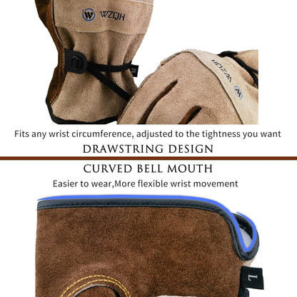 Leather Work Gloves for Men or Women Large Glove for Gardening Tig/Mig Welding, Construction, Chainsaw