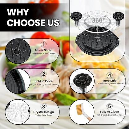 10'' Pro Meat Shredders for Chicken Breast Visible Kitchen Gadgets Grinder Machine with Brush