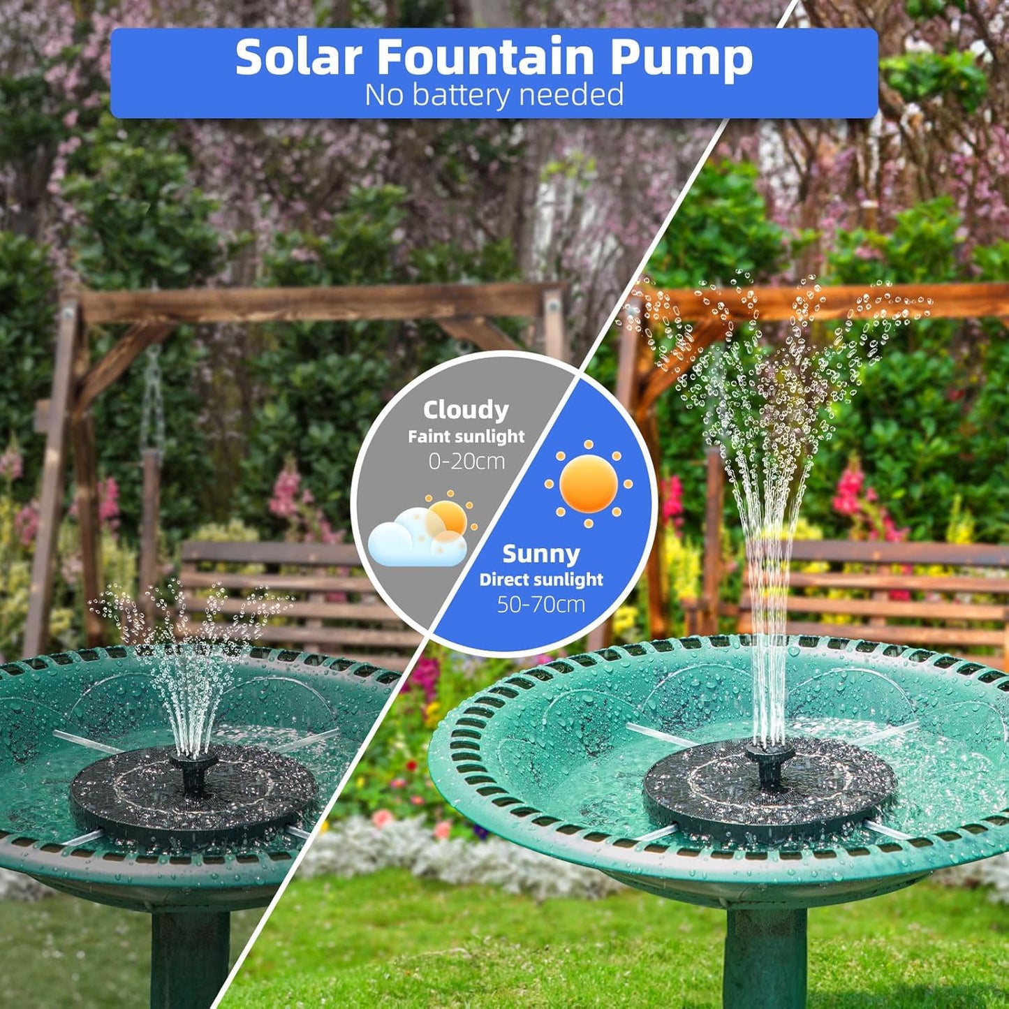 Solar Water Fountain with Multiple Nozzles & Fixed Pipes Upgraded Version 3.5W Solar Water Pump