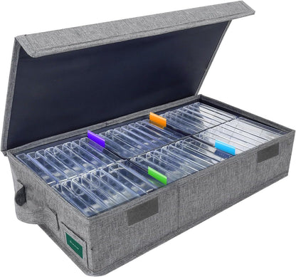 Storage Box Practical Cassette Tape Holder 16.34 x 9.25 x 3.54 Inch Cassette Rack with Lids