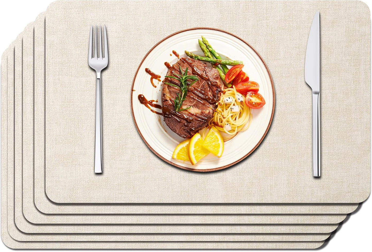 Leather Placemats Set of 6  Waterproof Wipe Clean  Heat Resistant  Anti Slip Dining