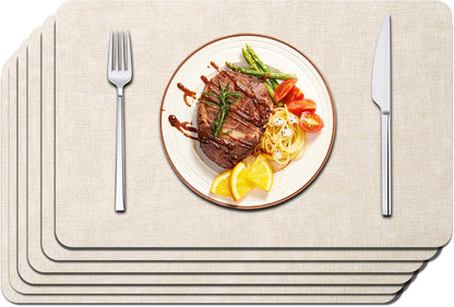Leather Placemats Set of 6  Waterproof Wipe Clean  Heat Resistant  Anti Slip Dining
