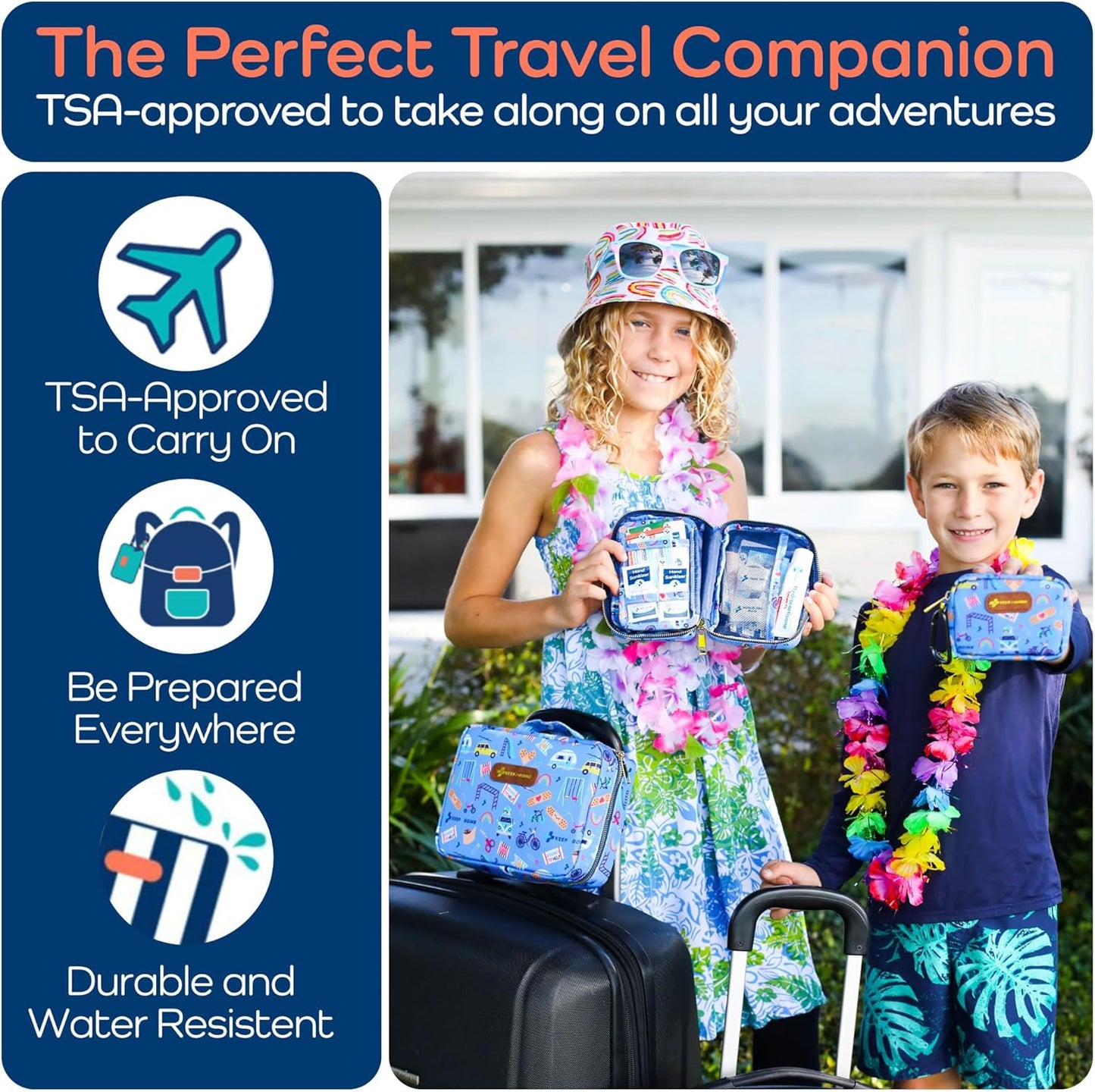 Travel First Aid Kit for Kids 130 Pc. for Car Home Purse Diaper Bag & Backpack with Latex-Free