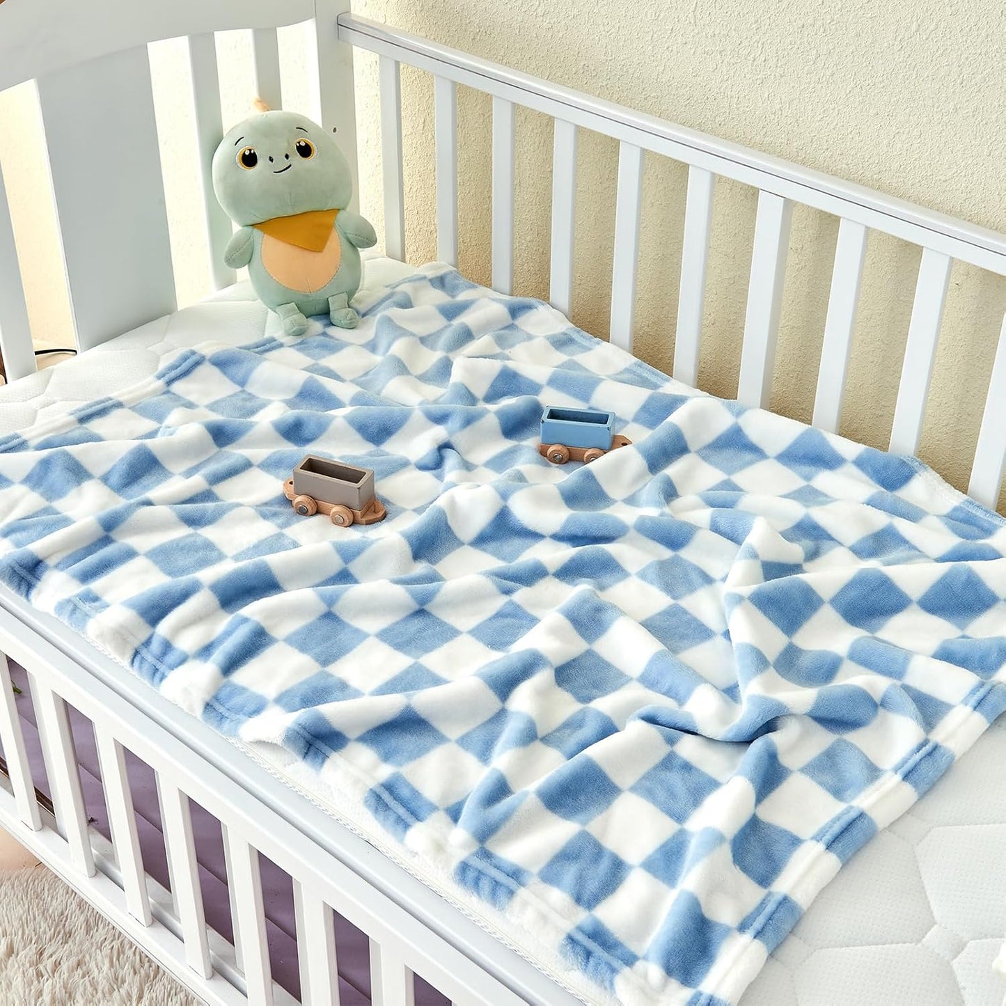 Checkered Baby Blanket Fleece Baby Blankets for Boys Ultra Soft Cozy Fluffy Infant Toddler Newborn Receiving Blankets