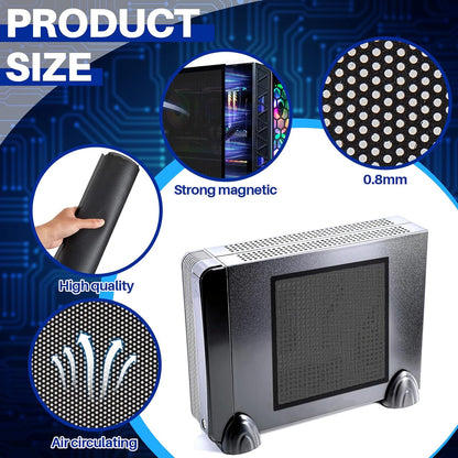 1 Pcs 1000 x 300 mm DIY PC Case Dust Filter PC Fan Mesh Filter Air Vent Covers PVC Dustproof Cover with Magnetic Strip