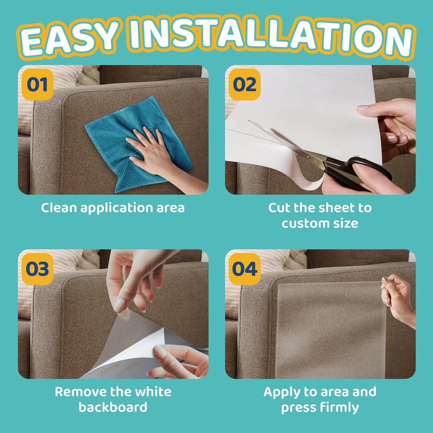 Anti Scratch Furniture Protector(160" x 13") Single-Sided Sticky Couch Protector for Cats