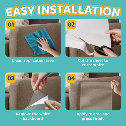 Anti Scratch Furniture Protector(160" x 13") Single-Sided Sticky Couch Protector for Cats