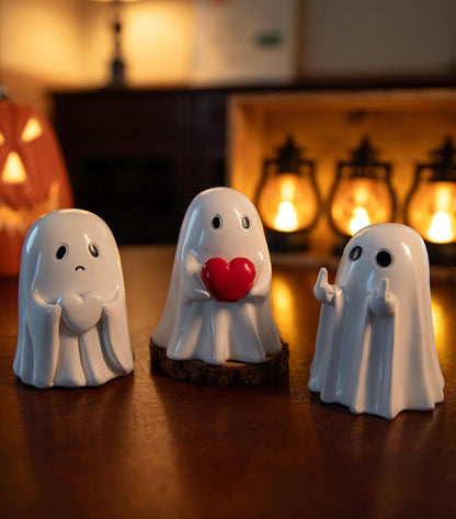 3pcs Resin Ghost Spooky Statue Set Quirky Gifts Small Figurines for Halloween Party
