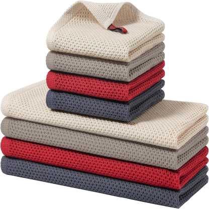 Cotton Kitchen Towels and Dishcloths Set 12 x 12 Inches and 13 x 28 Inches Set of 8 Bulk Kitchen Towels Set