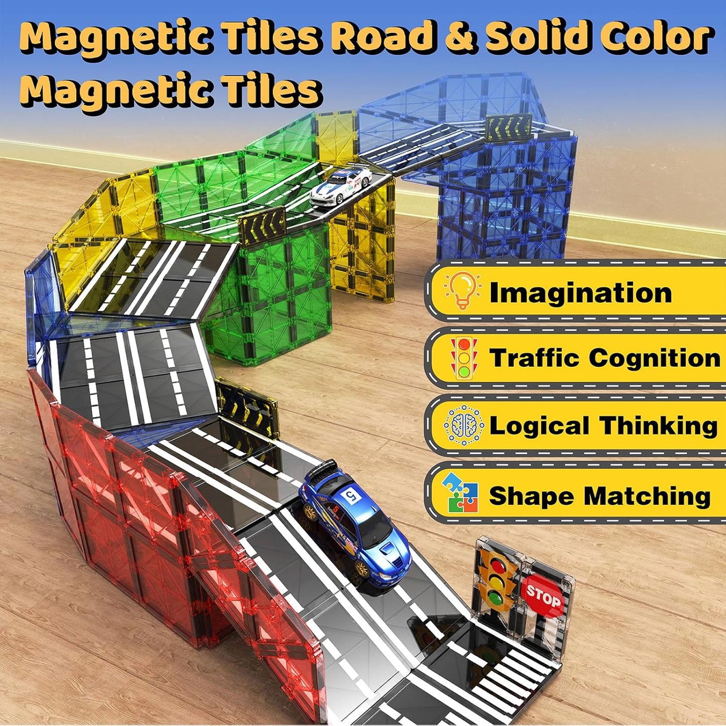 Magnetic Building Blocks Preschool Montessori Toys Gift for 3+ Year Old Boys and Girls Sensory Christmas Toys