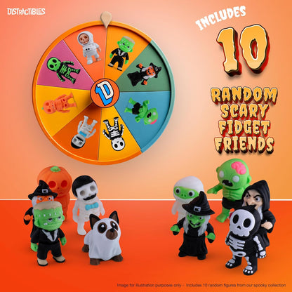 10 Articulated Ghoulish Figures with Pumpkin Container Random Figures and Mystery Removeable