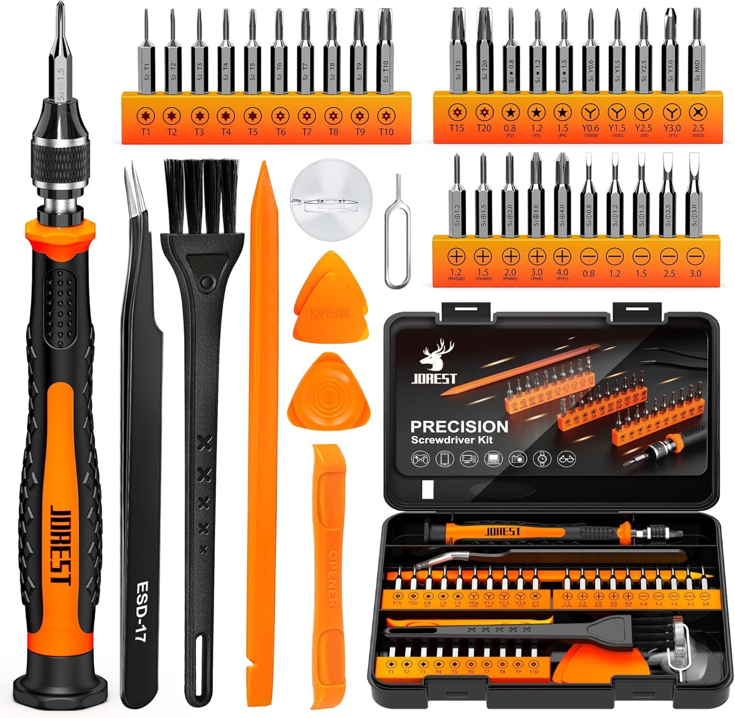 40Pcs Small Precision Screwdriver Set (S2 Steel) Magnetic Screwdriver Set with Torx T5 T6 T8 Mini Repair Tool