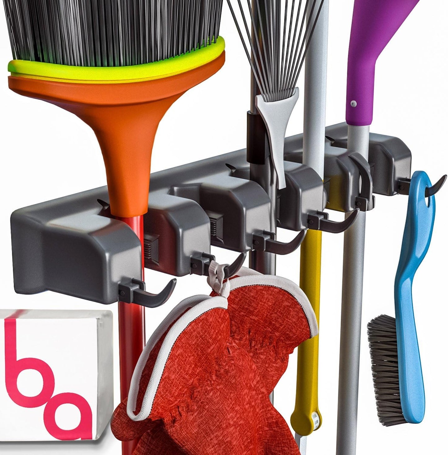 Mop & Broom Holder Wall Mount  Wall Hanging Organizer for Garden Tools Closet, and Utility Storage