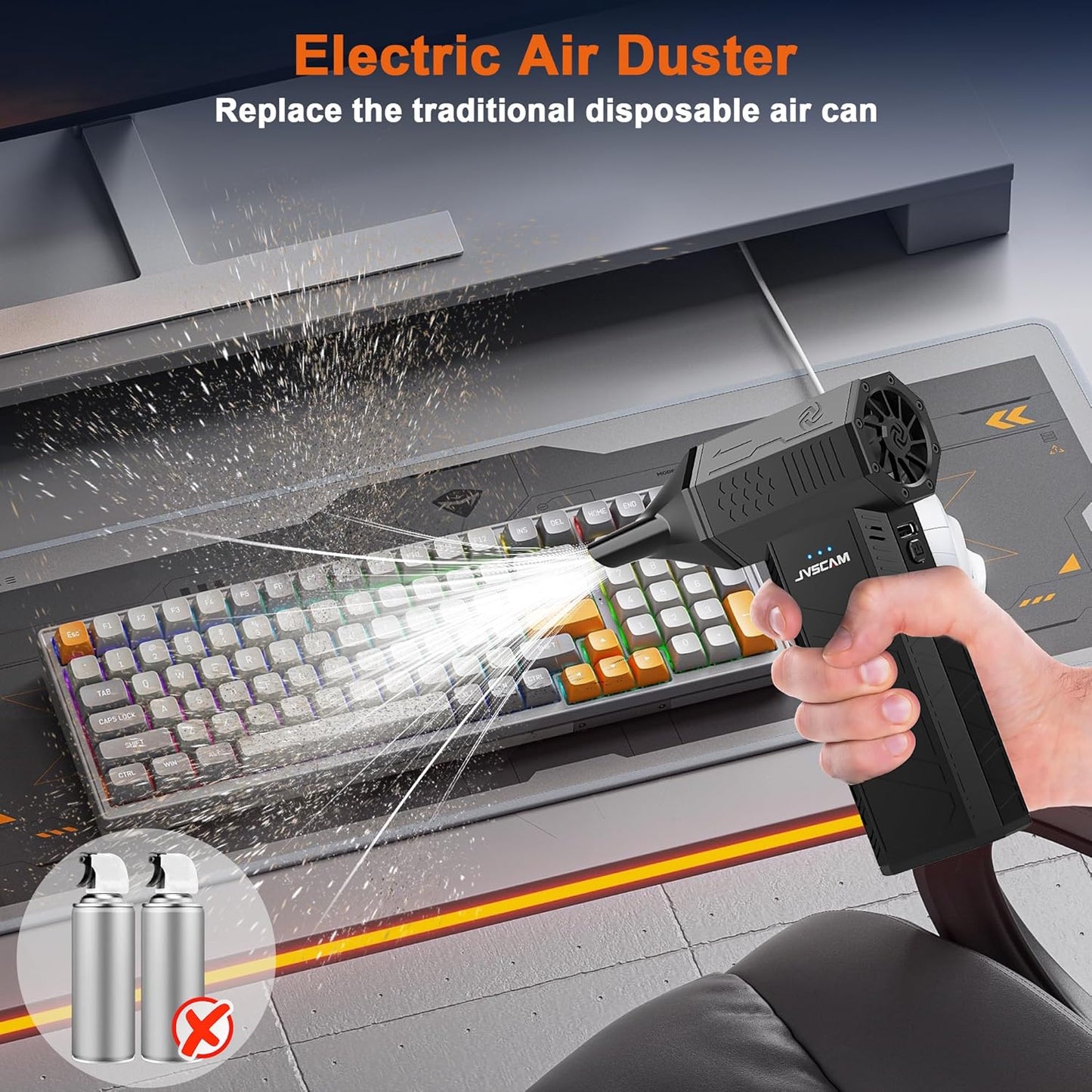 Electric Air Duster with Brushless Motor 3 Gear Adjustable mini Snow Blower Rechargeable Air Duster for PC Keyboard