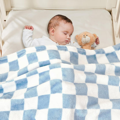 Checkered Baby Blanket Fleece Baby Blankets for Boys Ultra Soft Cozy Fluffy Infant Toddler Newborn Receiving Blankets