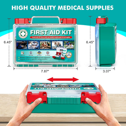 295 Pieces Professional First Aid Kit HardCase First Aid Box Contains Premium Medical Supplies for Travel Home Office