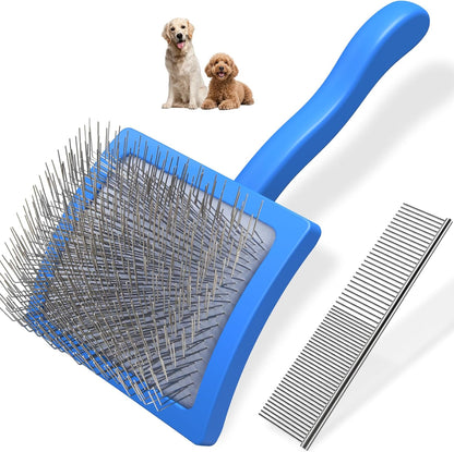 2PCS Slicker Brush for Dogs & Pet Comb Professional Dog Grooming Brush with Extra Long Pins to Effectively Remove Tangles, Knots and Mats