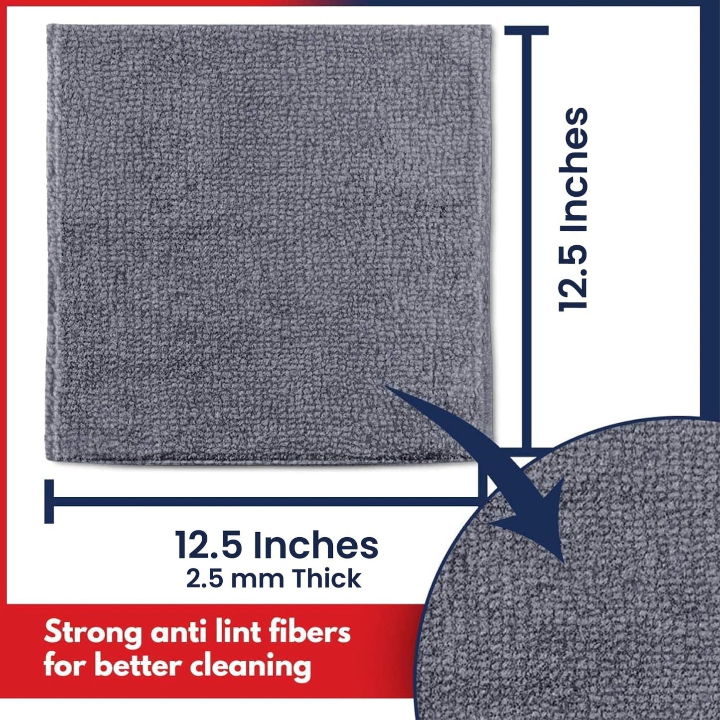 12 Pcs (12.5"x12.5") High Performance  1200 Washes Ultra Absorbent Microfiber Towel Weave Grime & Liquid