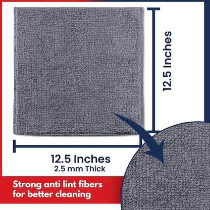 12 Pcs (12.5"x12.5") High Performance  1200 Washes Ultra Absorbent Microfiber Towel Weave Grime & Liquid