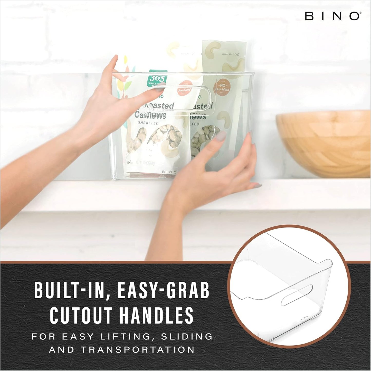 Plastic Storage Bins Large  2 Pack Clear THE SOHO COLLECTION Pantry Organizers and Storage Containers
