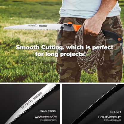 Extra Long 14 Inch Blade Backpacking Saws for Hiking Camping Dry Wood Trimming Pruning Saw