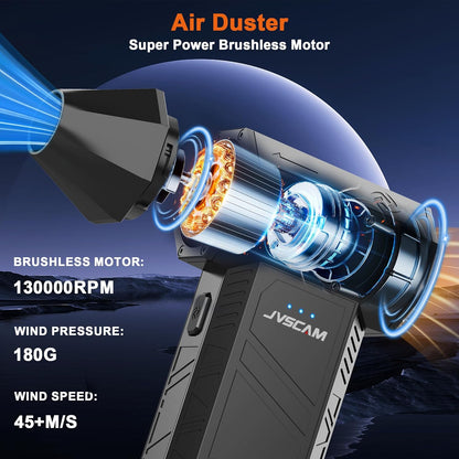 Electric Air Duster with Brushless Motor 3 Gear Adjustable mini Snow Blower Rechargeable Air Duster for PC Keyboard