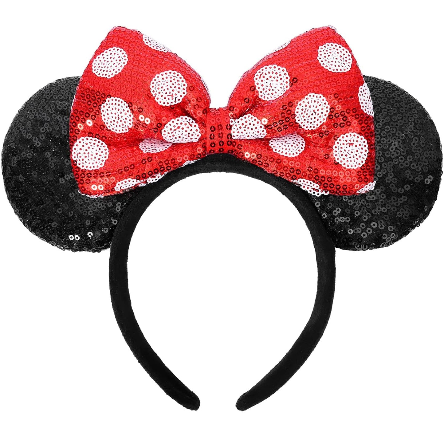 Mouse Ears Headbands Sequin Mouse Ears for Women Girls Boys Shiny Bow Headband for Cosplay Costume