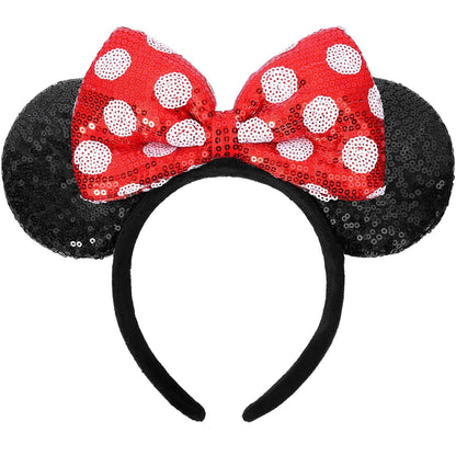Mouse Ears Headbands Sequin Mouse Ears for Women Girls Boys Shiny Bow Headband for Cosplay Costume