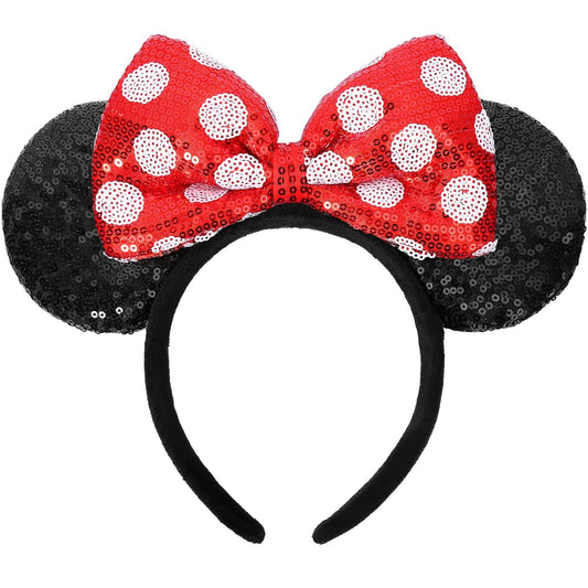 Mouse Ears Headbands Sequin Mouse Ears for Women Girls Boys Shiny Bow Headband for Cosplay Costume