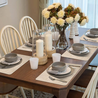 Leather Placemats Set of 6  Waterproof Wipe Clean  Heat Resistant  Anti Slip Dining