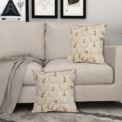 18x18 Set of 2 Burnt Orange Pumpkin Autumn Thanksgiving Harvest Decorative Throw Pillows Outdoor