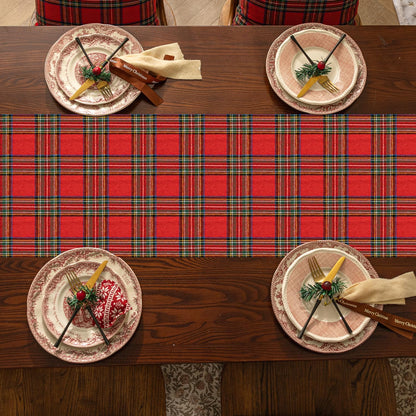 Christmas Checkered Tartan Table Runner Red Buffalo Plaid Xmas Stain Resistant Washable Table Decoration