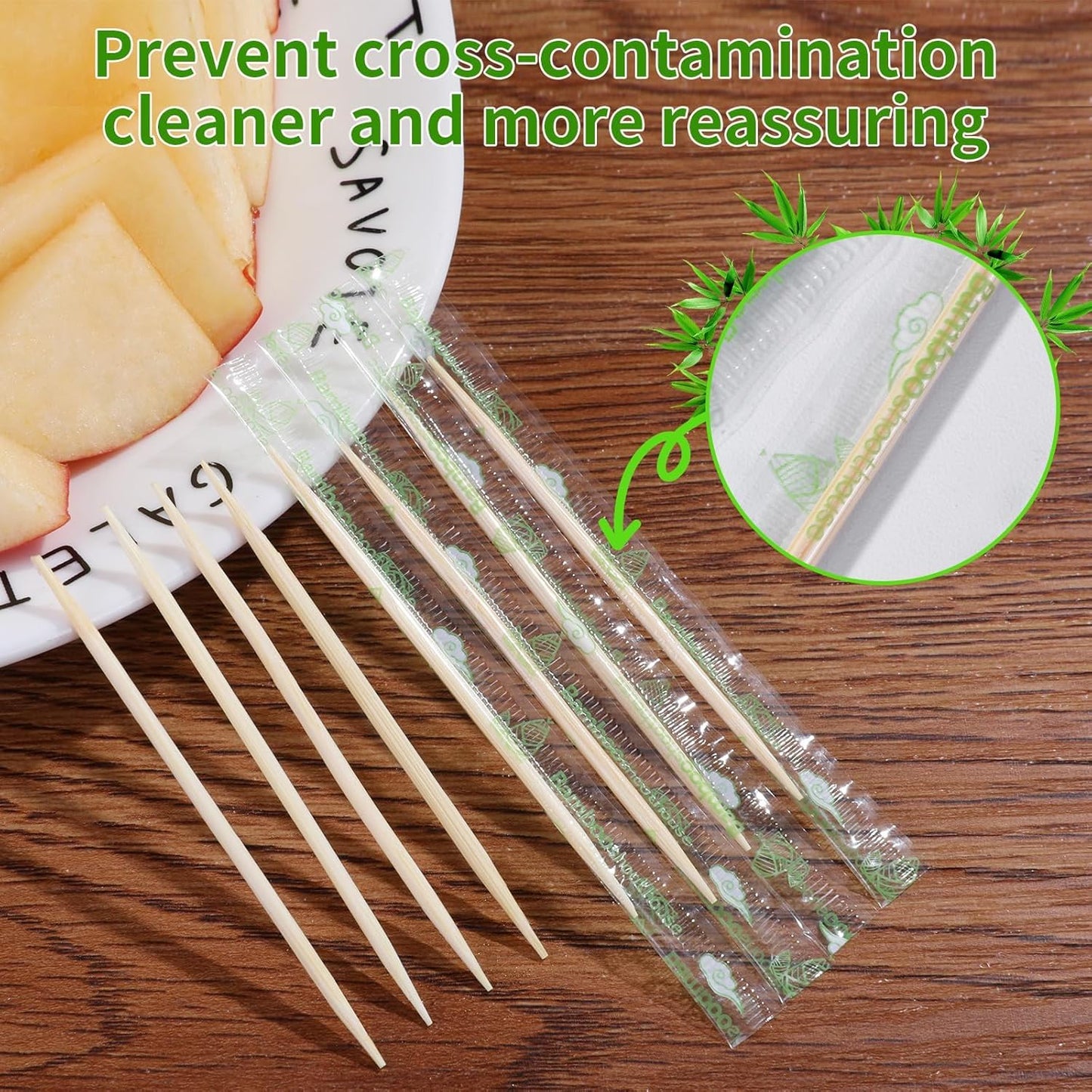 Wooden Toothpicks With Individually Wrapped Package 2000 Count Round Toothpicks Good for Small Appetizer