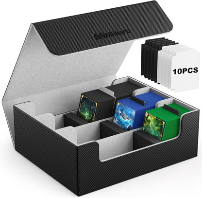 Card Deck Case for Trading Cards 1800+Trading Card Storage Box with 10 Dividers and 3 Foam Stoppers
