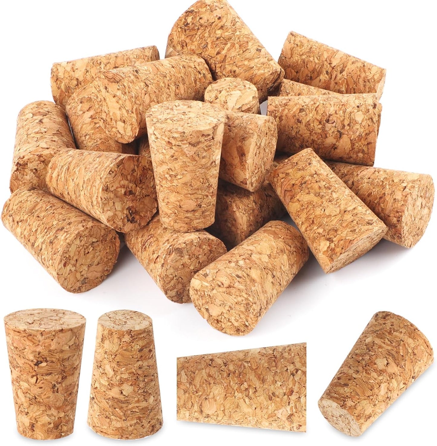 20 Pack Wine Corks, Natural Soft Wood Wine Bottle Corks Leakproof Tapered Corks Wooden Replacement