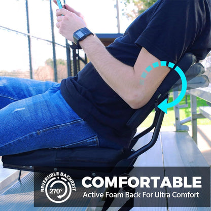 Seat with Back Support Padded Foam Back 330LBS Weight Support Portable Foldable Black