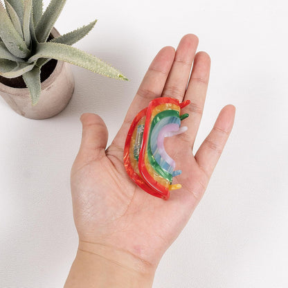 Hair Claw Clip Non Slip 3inch Acrylic Acetate 90's Strong Hold Jaw Barrettes Cute for Women Girls Thin Thick Curly Hair Rainbow