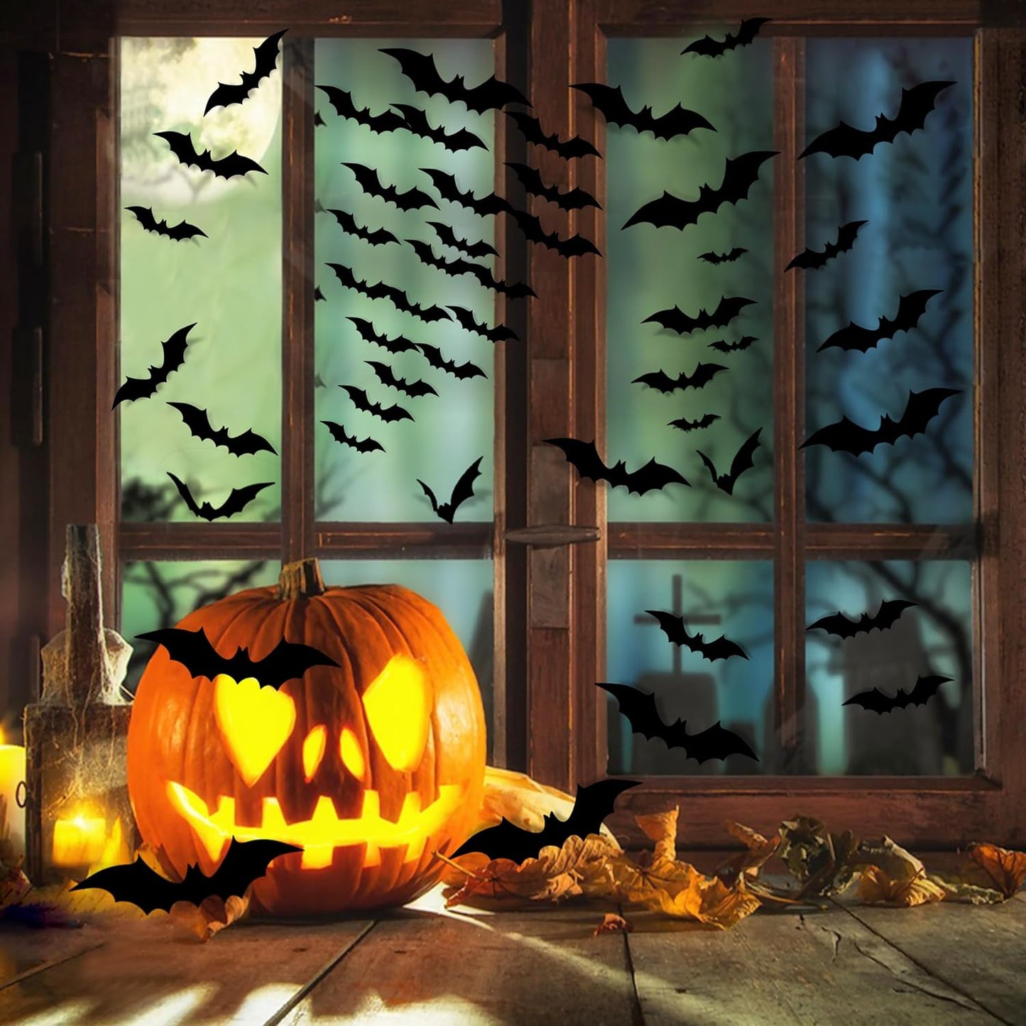 140Pcs Realistic PVC 3D Black Scary Bat Wall Stickers for Creepy Home & Indoor Decor