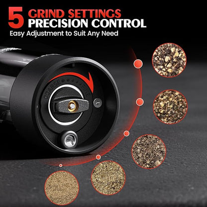 Electric Salt and Pepper Grinder Set Automatic Battery Pepper Mill Shakers Adjustable Coarseness