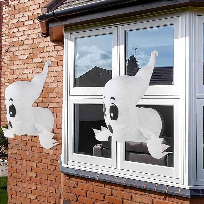 Halloween Stuffed Ghost Window Decorations Quiet Display Wall Decoration Hanging Ghosts Outdoor Indoor