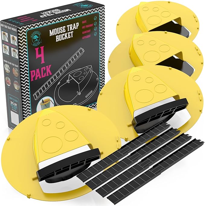 5 Gallon Bucket Lid Mouse Rat Trap 4 Pack  Automatic Reset Flip and Slide Mouse Trap
