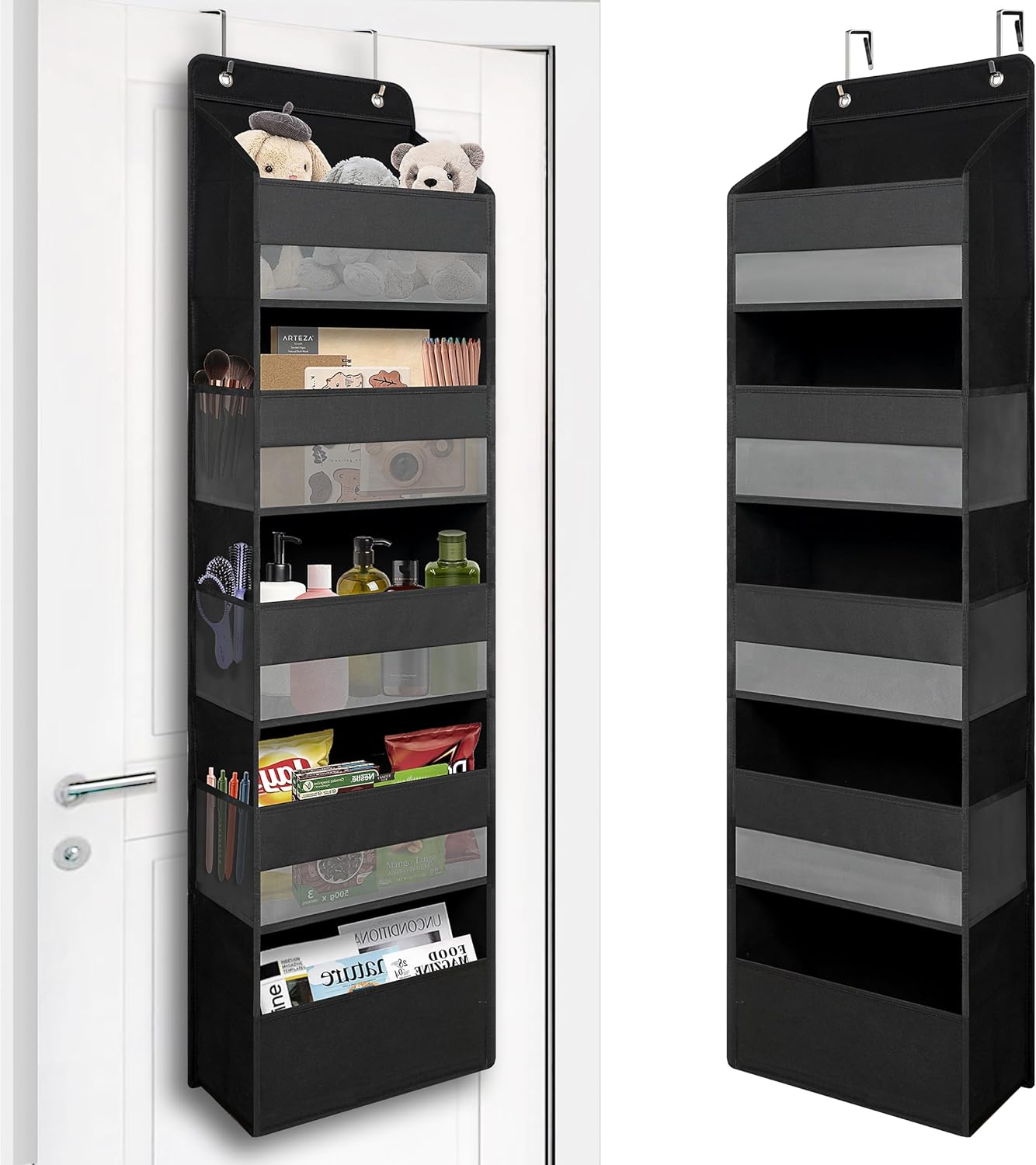 Over Door Organizer with 5 Large Pockets Heavy Duty Hanging Organizer Storage Closet Bathroom Nursery Bedroom Dorm